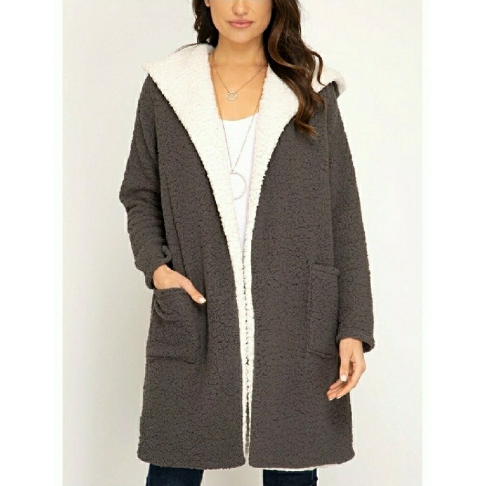 🔥SALE!!!💥NEW!💥SHEARLING FLEECE HOODED COAT